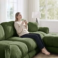 thumbnail image 6 of Bocarali Home Chenille Cloud L-Shaped Loveseat Sofa w/ Ottoman, Green, 6 of 10