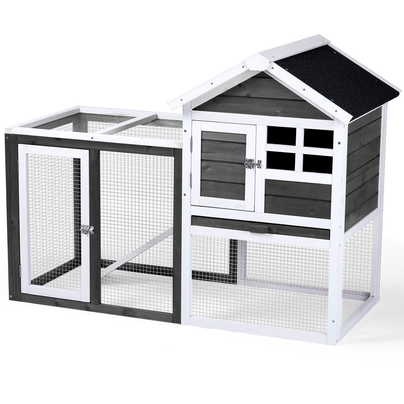Zimtown 48" L Wooden Chicken Coop Hen House Rabbit Hutch Poultry Cagem, Gray