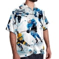 thumbnail image 2 of Ice Hockey Men's Short Sleeve Button Down Casual Beach Printed Shirts, 2 of 6