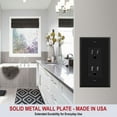 thumbnail image 2 of 1 Gang Black Rocker - Decorator METAL Wall Plate - Wall Plate for Rocker Style Light Switches, GFCI, Electrical Plug Outlets, Stamped Steel Painted Black, UL Listed, 4.5 x 2.75 Inches (Made in USA), 2 of 5