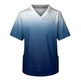 thumbnail image 4 of Domuza Scrub Top Men Gradient Tie-Dye V Neck Short Sleeve Working Uniform Relaxed Fit Soft Comfy Medical Scrub Tops with 3 Pockets White 4XL, 4 of 5