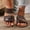 #0035-Brown, variant on Xucatan Women's Double Buckle Flat Sandals, Faux Leather Open Toe Slippers with Adjustable Ankle Strap, Soft Sole Casual Summer Beach Shoes, Versatile Solid Color Design for Spring Outdoor Gift