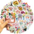 thumbnail image 2 of Calcomanías impermeables de vinilo con forma de flor, 50 unidades por lote, 2 of 4