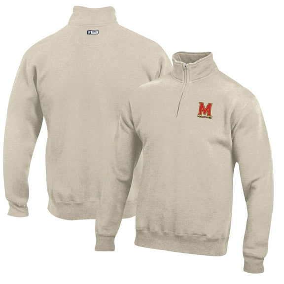Men's Oatmeal Maryland Terrapins Big Cotton Quarter-Zip Pullover Sweatshirt