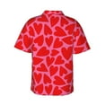 thumbnail image 3 of Balery Red Love Heart Print Men's Hawaiian Shirts Short Sleeve Beach Shirt Relaxed Fit Vacation Button Down Shirts-Large, 3 of 9