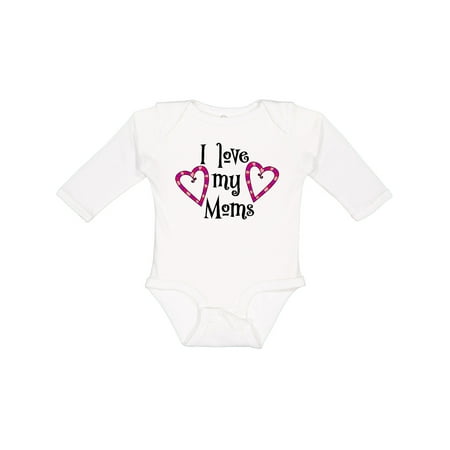 

Inktastic I Love My Moms- Hearts Gift Baby Boy or Baby Girl Long Sleeve Bodysuit