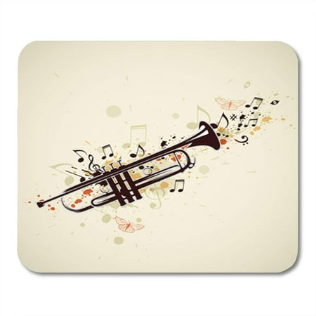 Melodies Trumpet - KDAGR Instrument Music Abstract Trumpet and Notes Jazz Horn Melody Bugle Mousepad Mouse Pad Mouse Mat 9x10 inch