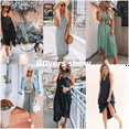 thumbnail image 5 of SIEANE Women's Sleeveless Long Dress V Neck Loose Curved Slit Hem Long Maxi Dress, 5 of 5