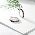 thumbnail image 4 of Gem Stone King 925 Sterling Silver Red Rhodolite Garnet and Blue Sapphire Hoop Earrings for Women (4.05 Cttw, Round 4MM and 1.9MM, Gemstone Birthstone 1 inch Diameter), 4 of 4