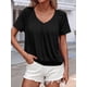thumbnail image 4 of Camisetas Casuales de Verano para Mujer, Camisetas de Corta con Cuello en V, Camisetas Negras M, 4 of 7
