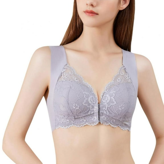 Women Lace Bralette Padded Wireless Bra Floral Lace Bra Front Closure Back Smoothing Demi Bra Lace Bras Push Up Thin Soft Bra