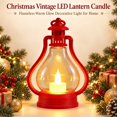 thumbnail image 4 of Vintage Christmas LED Lantern, Red Hurricane Lamp with Flickering Flameless Candle, Battery Operated Tabletop & Hanging Light for Indoor Christmas Holiday Decor, 4 of 7