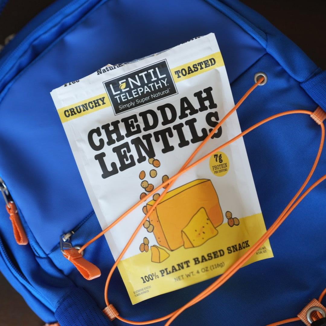Lentil Telepathy Crunchy Toasted Snacks - Healthy Low Calorie Snacks, 100% Plant-Based Gluten Free Ready to Eat Straight from the Bag, Non-GMO, 4 Ounce Bags (W) (Cheddah3Pack)
