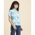 thumbnail image 2 of MoomayaWomens PrintedShort Sleeves Top,Mandarin Collar Everyday Viscose Top, 2 of 8