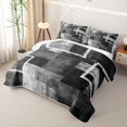 thumbnail image 3 of Erosebridal Monochrome Square Quilt King for Women Men, Gray Textured Block Print King Coverlet Set, 3pcs, 3 of 7