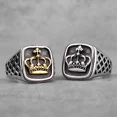 thumbnail image 2 of Crown Golden Silver Color Men Rings Punk Hip Hop Trendy Cool for Boyfriend Male 14K White Gold Jewelry Creativity Gift, 2 of 8
