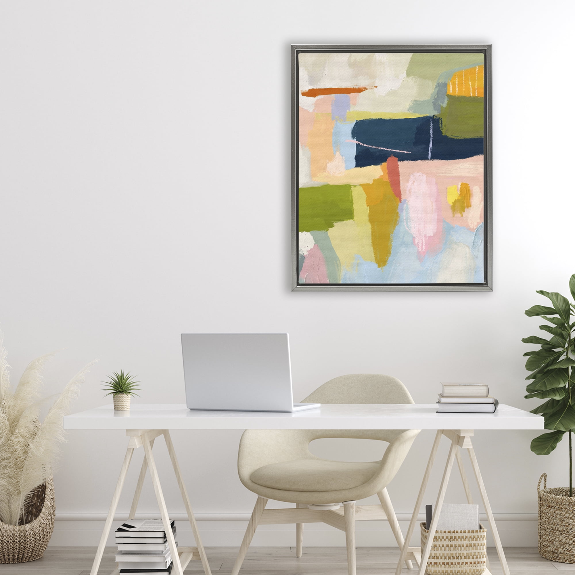 Stupell Industries Pastel Wonder Smattering Gray Framed Floater Canvas Wall Art, design by Lisa Nohren