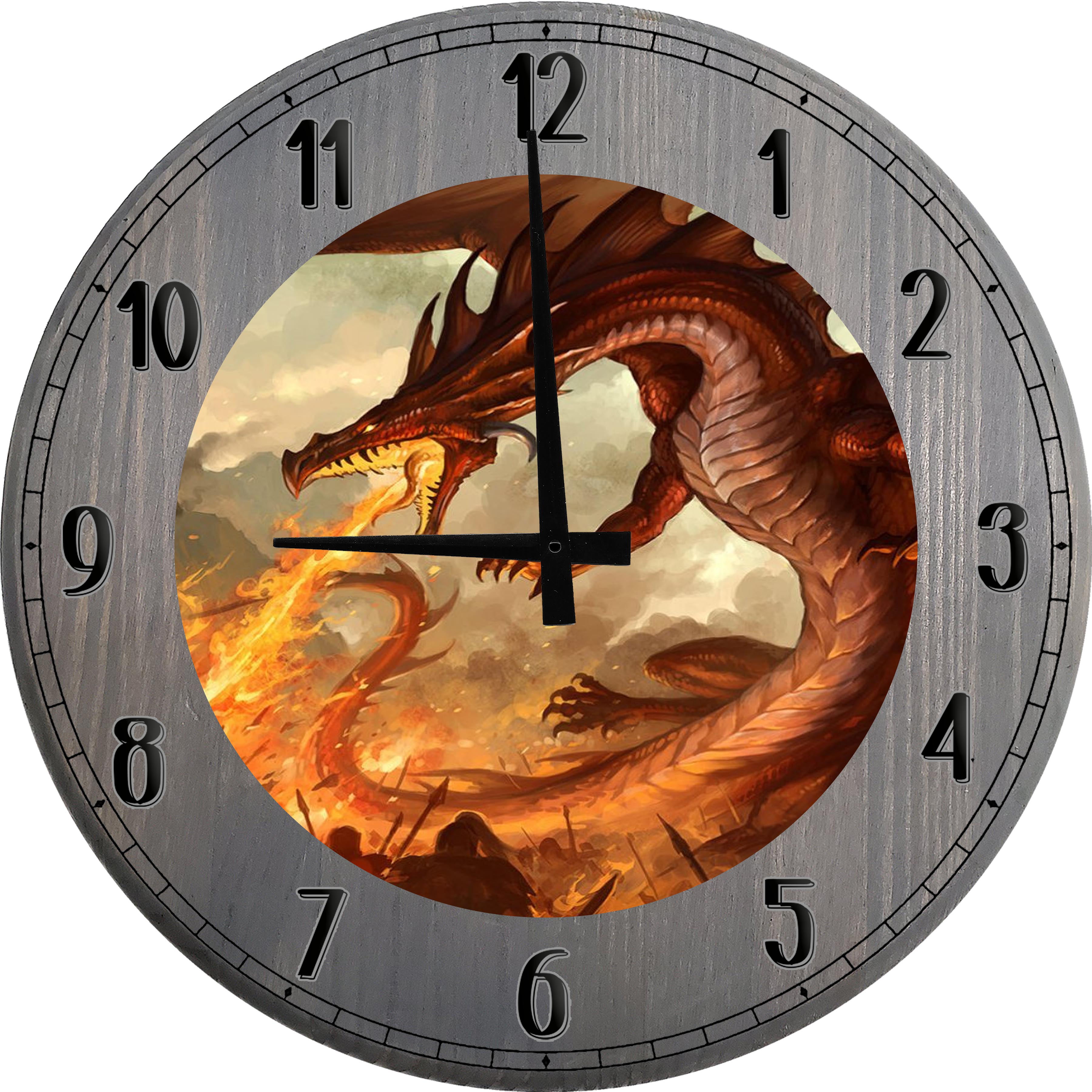 Flying Dragon Wall Clock Fairytale Rhaegal Viserion Decor for Dragons Lovers 