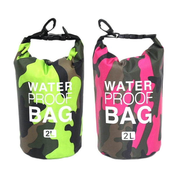 2 uds Bolsas secas impermeables pequeñas Cola flotantes para Camping playa canotaje enrolladas Verde Riñonera impermeable