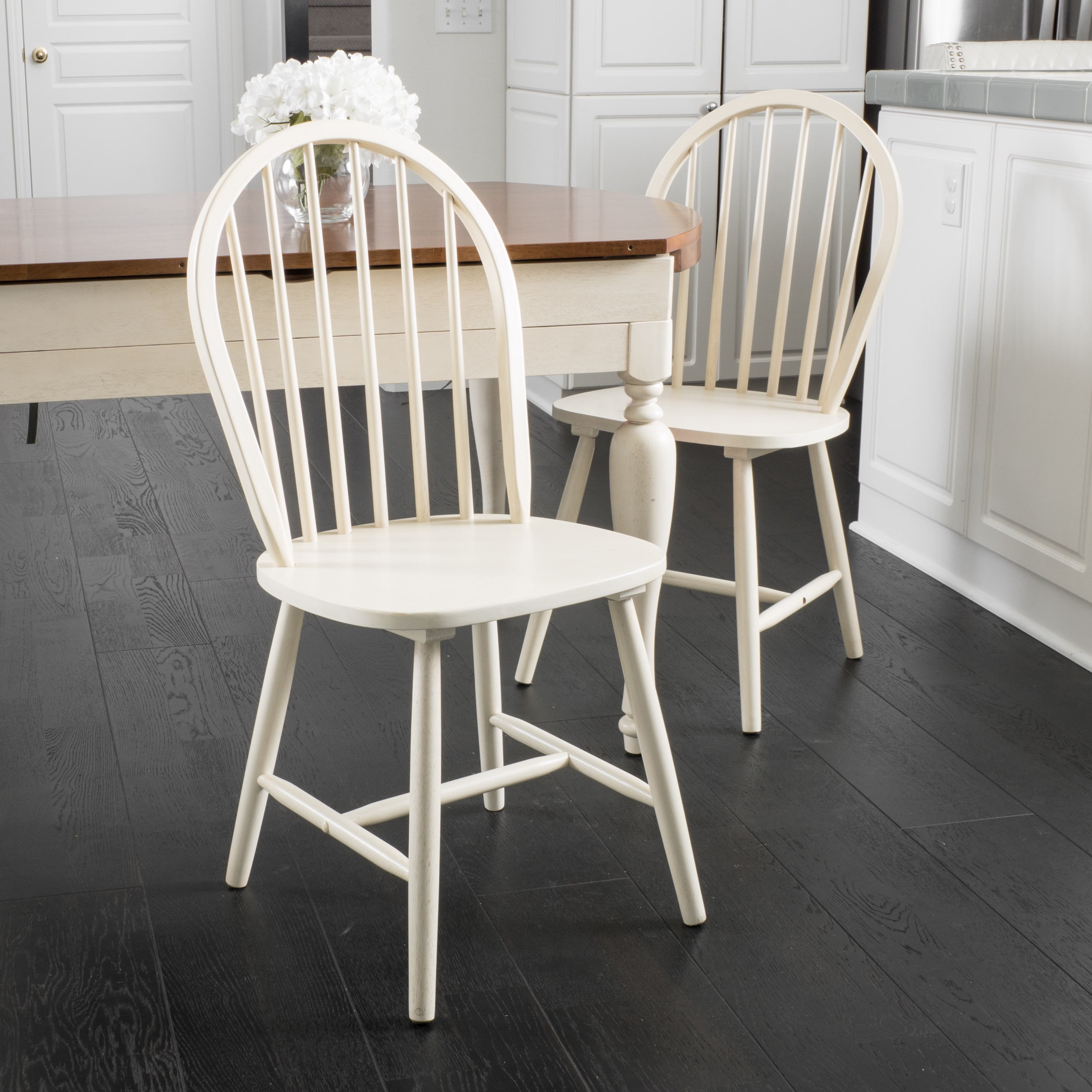 Noble House Countryside High Back White Spindle Dining Chair (Set of 2