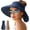 Khaki+blue, variant on Sun Hats for Women Wide Brim Roll-Up Beach Ponytail Hat Packable Foldable Travel Straw Visor