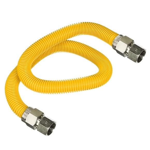Highcraft GUHD-ZD12-48C Gas Line Hose 5/8'' O.D. x 48'' Length with 1/2 in. FIP Fitting, Yellow Coated Stainless Steel Flexible Connector, 48 Inch