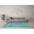 thumbnail image 3 of Ahgly Company Indoor Round Medallion Light Blue Traditional Area Rugs, 3' Round, 3 of 4