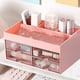 thumbnail image 4 of Organizador de Maquillaje de Gran Capacidad con Cajones, Caja de Almacenamiento para Tocador Plástica Multifuncional para Cosméticos, Cuidado de Uñas, Azul/Blanco/Rosa, 21x14.5x12.5cm para Encimeras, 4 of 6