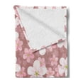thumbnail image 2 of Flower Soft Flannel Fleece Throw Blanket, Cherry Blossoms Petal Plant Cartoon Children Sakura Floret Season, Cozy Plush for Indoor and Outdoor Use, 50" x 60", Dried Rose White Green, by Ambesonne, 2 of 5