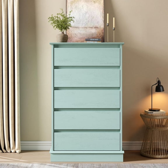 Modern 5 Drawer Dresser , Chest of Drawers with Deep Drawers, Large Double Dresser for Closet with Wide Top, Tall Wooden Dresser for Living Room, Bedroom,Hallway