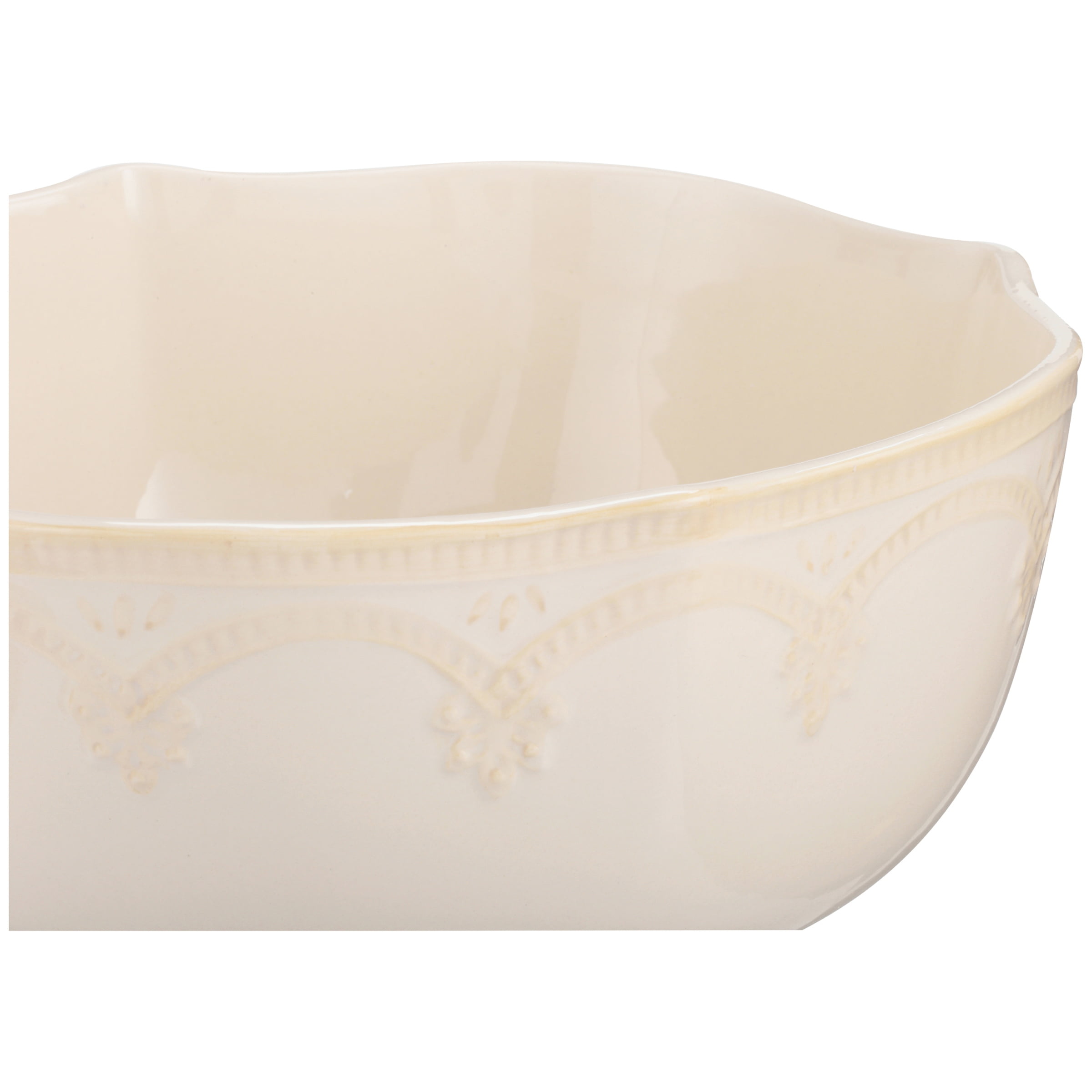The Pioneer Woman Farmhouse Lace 10-inch Stoneware Serving Bowl, Linen