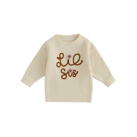 

Toddler Kids Girls Sweater Letter Embroidery Long Sleeve Pullovers