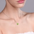 thumbnail image 2 of Gem Stone King 925 Sterling Silver Green Peridot Solitaire Pendant Necklace for Women (0.83 Cttw, Gemstone August Birthstone, Heart Shape 6MM, with 18 inch Silver Chain), 2 of 3