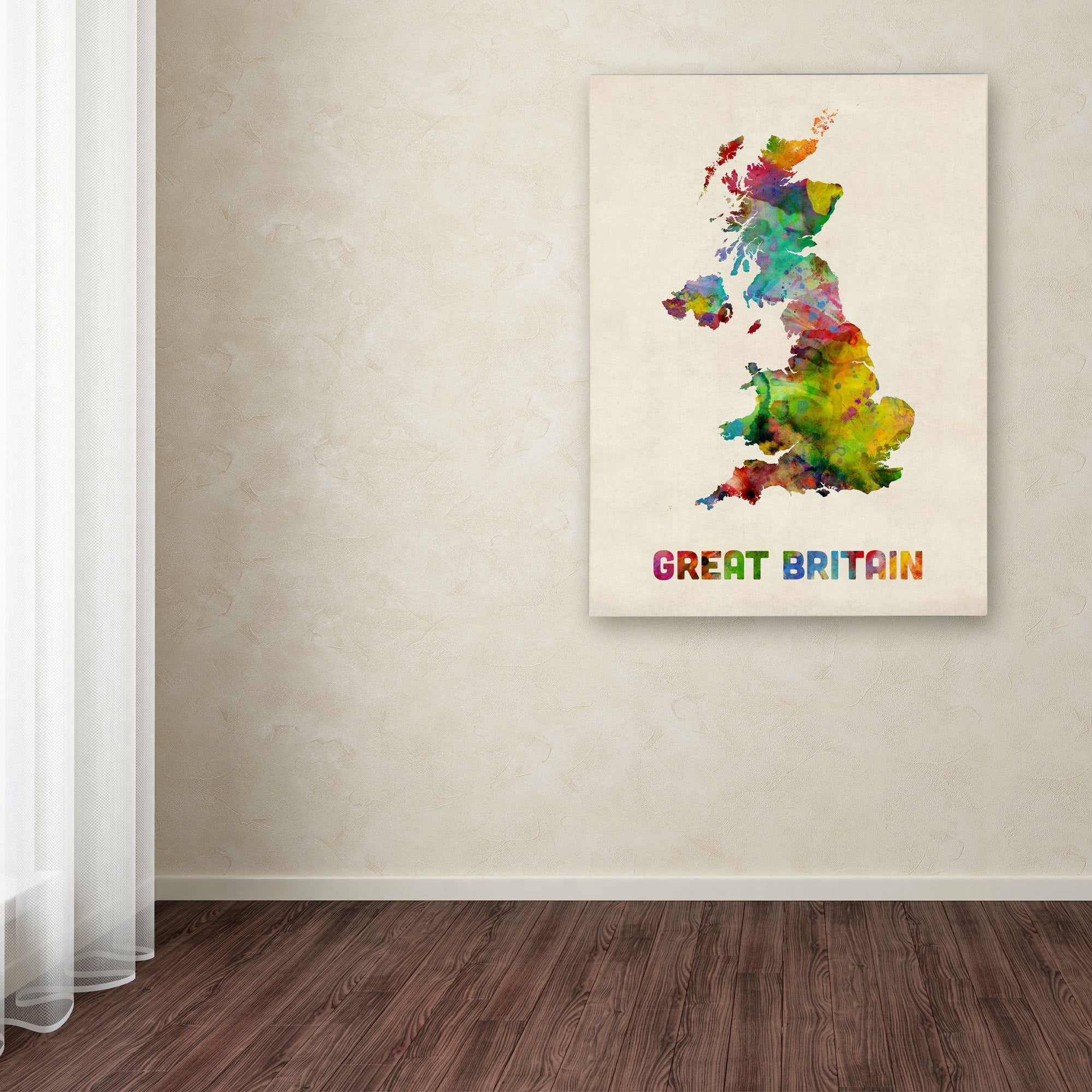 Trademark Fine Art "UK Watercolor Map" Canvas Art by Michael Tompsett