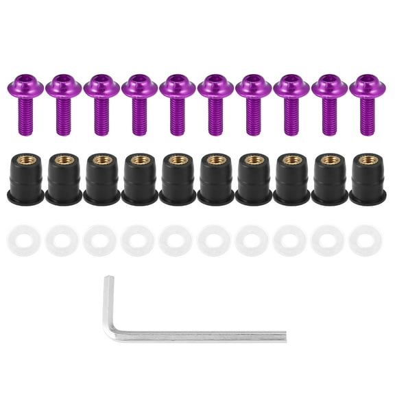 10pcs M5 5mm Motorcycle Windscreen Screws Fairing Windscreen Screws Bolt Windshield Mounting Nuts Purple