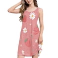 thumbnail image 2 of Women's Casual Sleeveless All Over Print Dress Loose A Line Flowy Dresses with Pockets Yummy Cute Pink Strawberries XXXL, 2 of 8