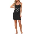 thumbnail image 2 of INSPIRE CHIC Women's Cami Nightgown Bow Print Cute Summer Sleeveless Nightdress Chemise Sleepwear Camisole Nightshirt M Black Heart, 2 of 6