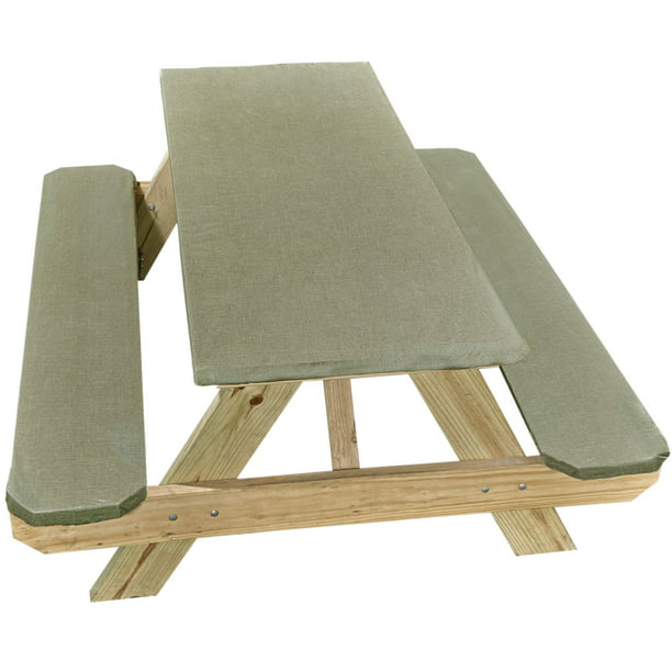 Elastic Stretch Picnic Table Cover With Seat Covers Dark Green 3 Pieces Com - Picnic Table Seat Cushions