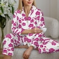 thumbnail image 5 of KLL Orchids Flowers Print Women's Long Sleeve Pajamas with Pants Sleepwear Loungewear 2 Set-Medium, 5 of 7