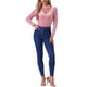 thumbnail image 2 of INSPIRAR CHIC Blusa de Manga Larga con Panel de Malla y Puntos Suizos en Corte en V L Rosa, 2 of 6