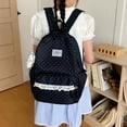 thumbnail image 6 of Sweet Polka Dot Backpacks Large Capacity Cute Lace Trim Backpack Soft Nylon Schoolbag Outdoor Travel Trip Backpack (Black), 6 of 12