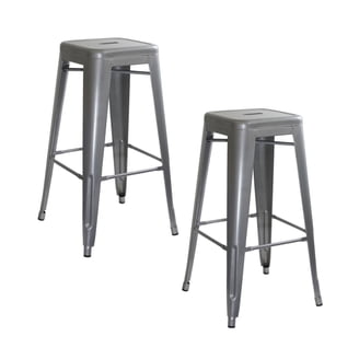 AC Pacific 30" Metal Backless Bar Stools, Set Of 2 - Matte Black, Rustic Style For Kitchen Island