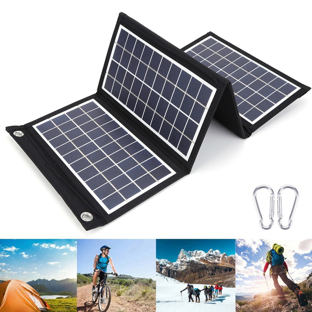 Foldable Solar Panel for Camping with Dual Usb Charger and Waterproof Design 2 Fold