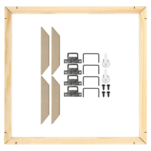 Unique Bargains Canvas Stretcher Bars Kit, 16x16 Inch Rectangle Solid Wood Frame for Paint, Prints, Oil Paintings, Wood Color