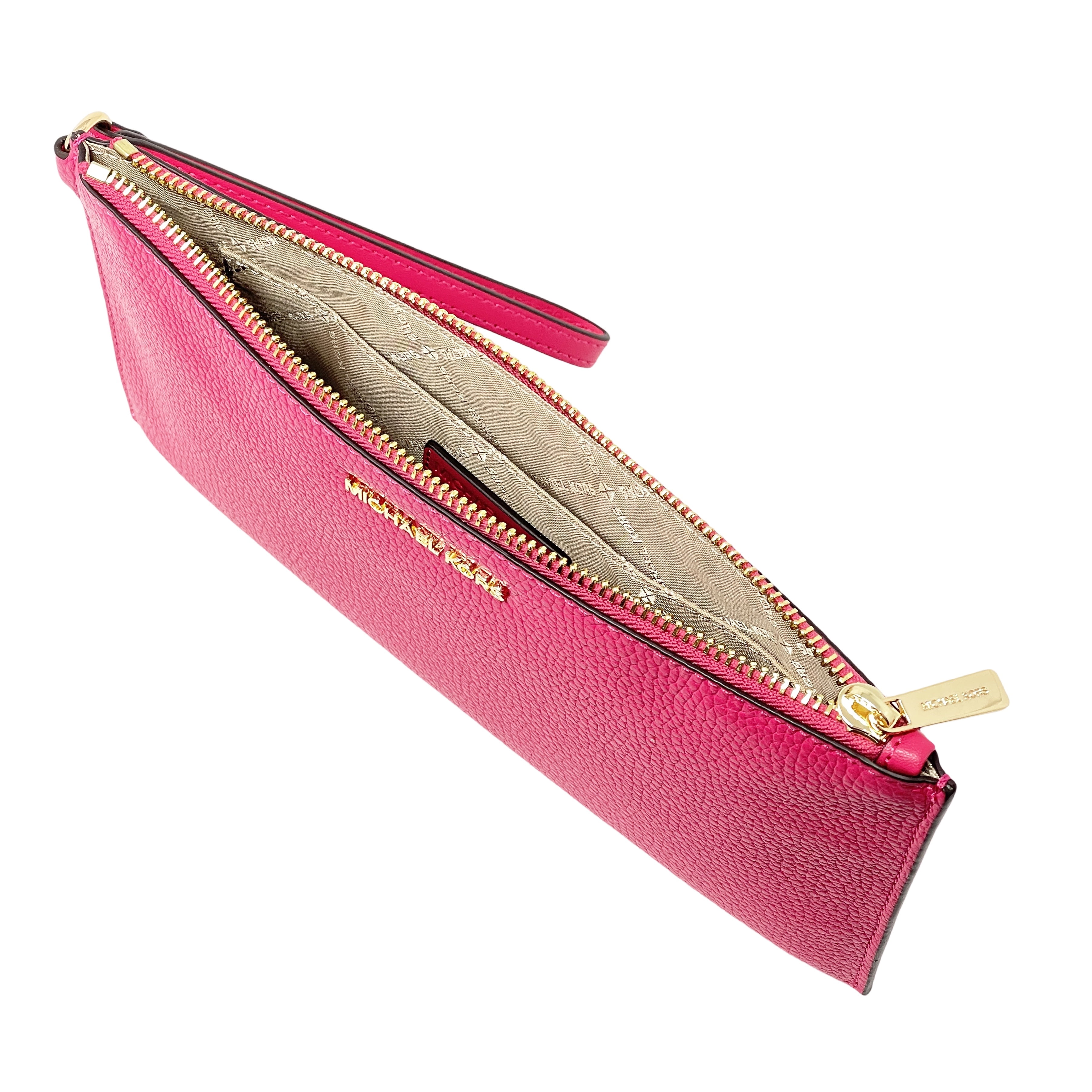 Michael Kors Women s Jet Set Travel Large Top Zip Pebbled Leather Wristlet Pouch Electric Pink Shop Black Friday Deals for 2024 Walmart