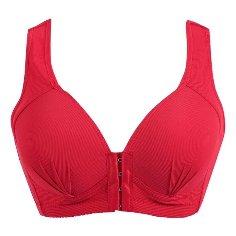 RPVATI Front Closure Bras for Women Plus Size Push Up Bra Full Coverage Bras  Red 38 