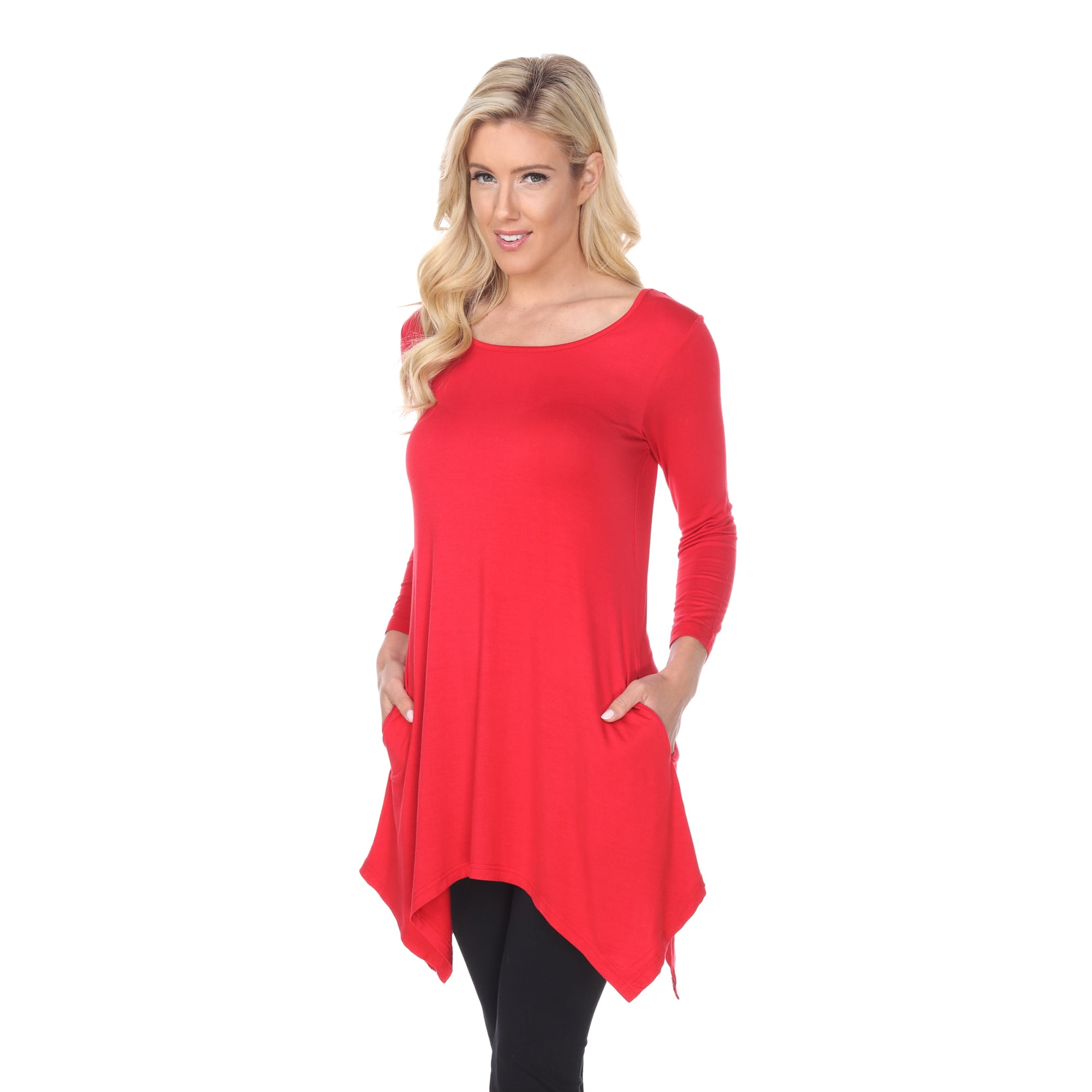 White Mark Women's Solid Color Tunic Top