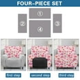 thumbnail image 5 of SCRAWLGOD Floral Print Pink Recliner Chair Cover, Washable 4-Pieces Stretch Recliner Covers for Recliner Chair Soft Durable Reclining Chair Slipcover Furniture Protector for Dogs Cats, 5 of 7