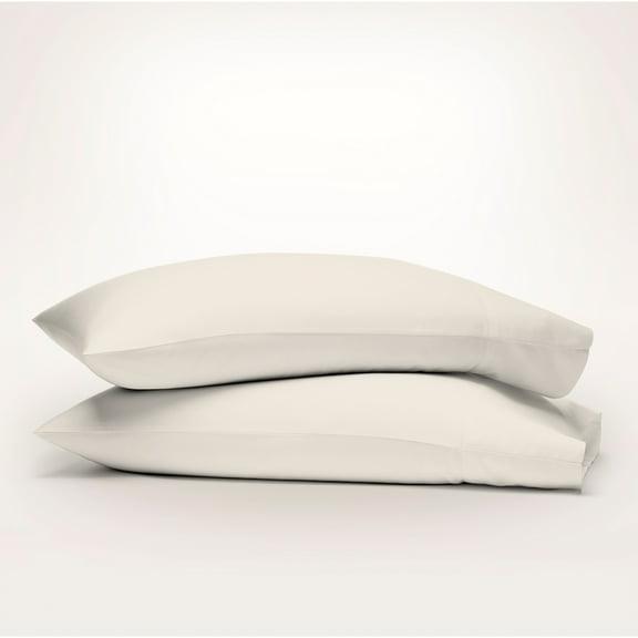 Purity Home Taies d'Oreiller en Coton Biologique 100 %, Percale 300 Fils, Respirantes, Ultra Douces et Confortables, Ensemble de 2 Pcs - King Ivoire