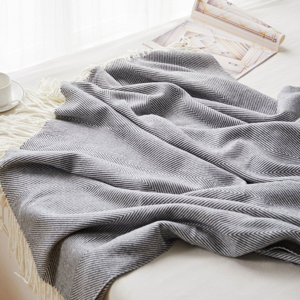 Knitted Throw Thread Blanket Tassels Home Bed Sofa Travel Nap Shawl Blanket Soft 